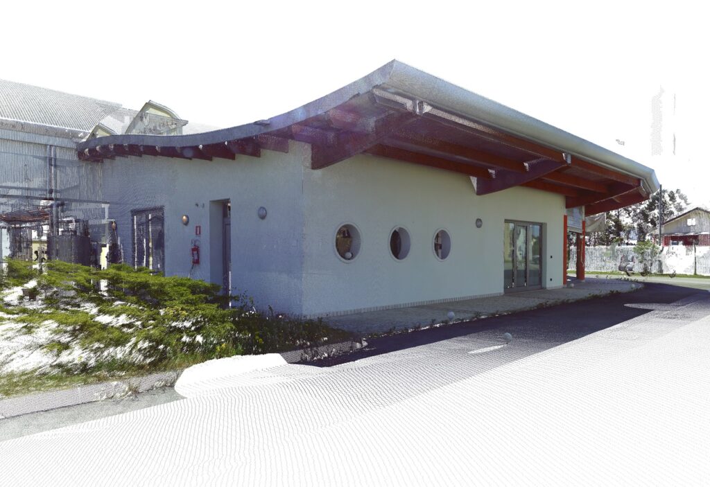 Vista nuvola di punti su copertura di design cantina vini